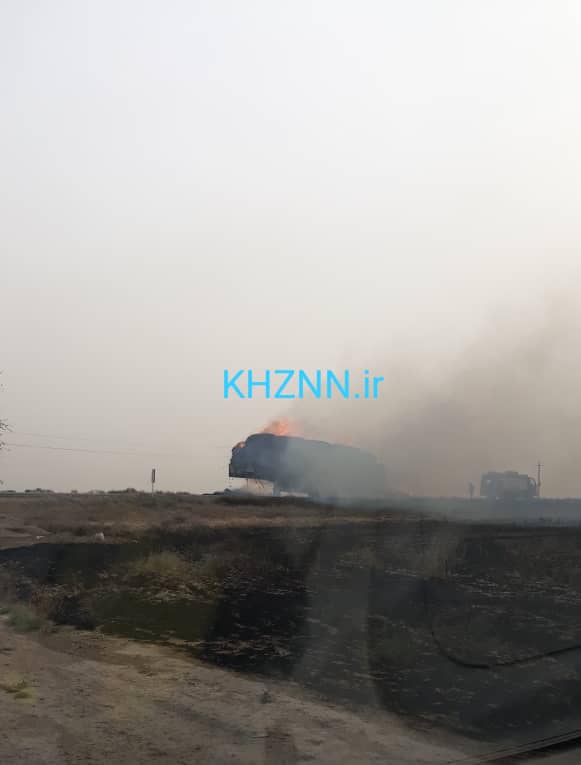 فیلم و عکس خوزستان | آتش سوزی حوالی درب خزینه جاده اهواز مسجدسلیمان