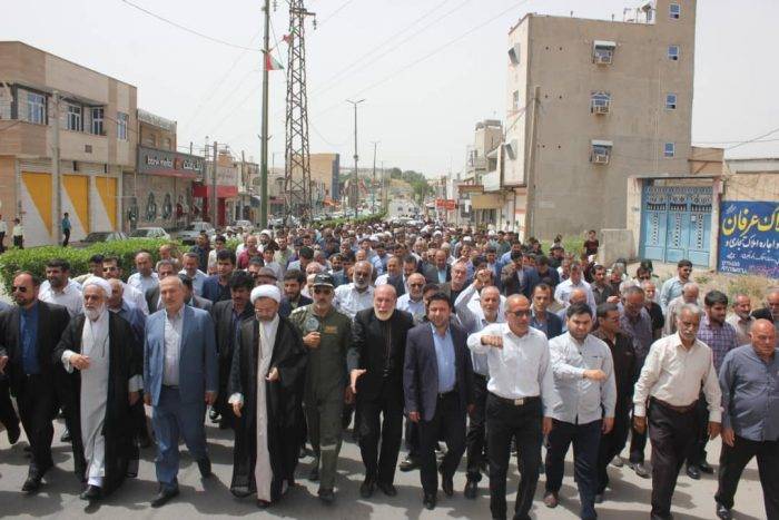 راهپیمایی حمایت مردم شهرستان مسجدسلیمان از بیانیه شورای عالی امنیت ملی