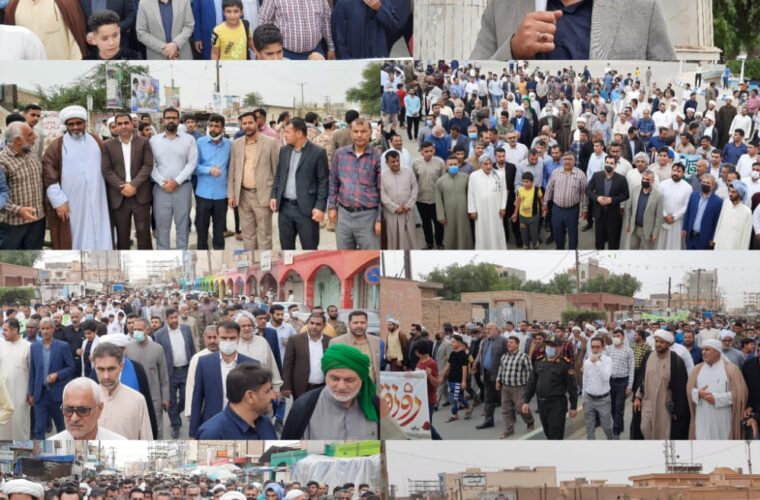 همزمان با سراسر کشور راهپیمایی با شکوه روز جهانی قدس در شهرستان شادگان برگزار شد + تصاویر
