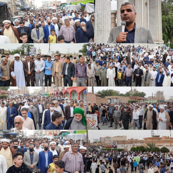 همزمان با سراسر کشور راهپیمایی با شکوه روز جهانی قدس در شهرستان شادگان برگزار شد + تصاویر