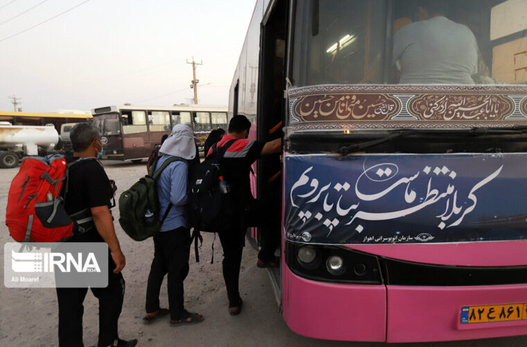 بسیج ناوگان حمل ونقل خوزستان برای انتقال زائران اربعین ازچذابه
