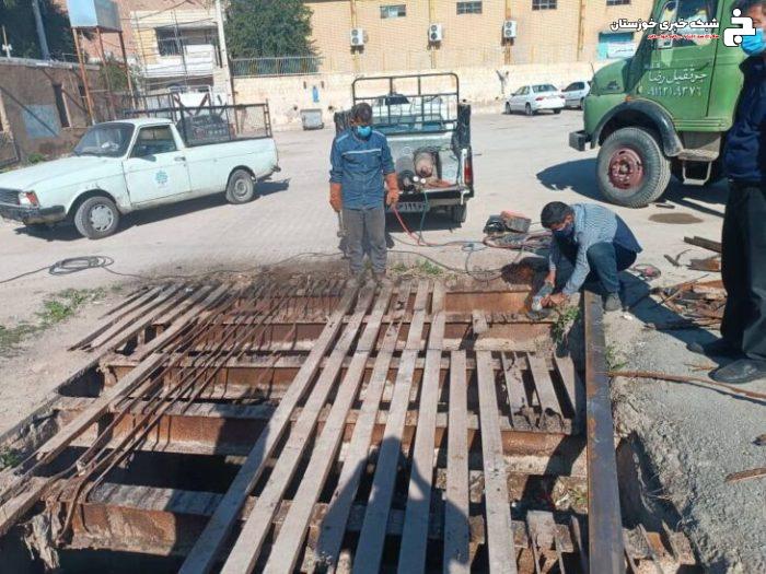 تعمیر و بازسازی روپوش کانال های منطقه چهاربیشه توسط شهرداری مسجدسلیمان