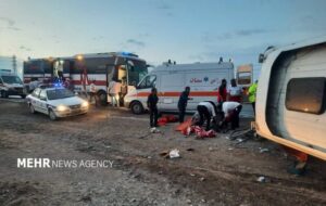 واژگونی اتوبوس کارکنان شرکت نفت در جاده قدیم اهواز – خرمشهر با ۵ مصدوم