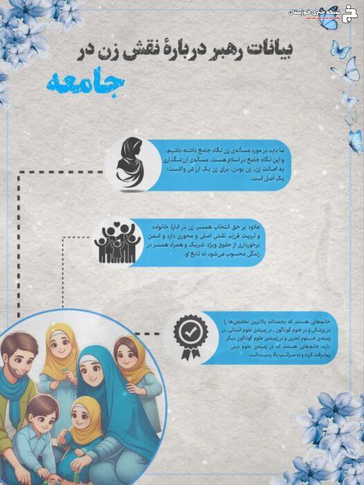 📌اینفوگرافی بیانات رهبری درباره نقش زن در جامعه
